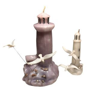 Candleworks Lighthouse Candles with Seagulls Seashells Handmade Paul Hoge